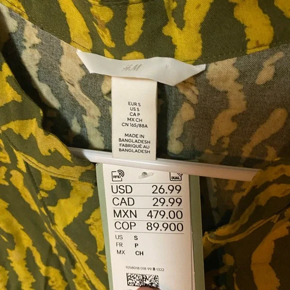 H&M Olive and Mustard Patterned Blouse dress - Picture 4 of 4